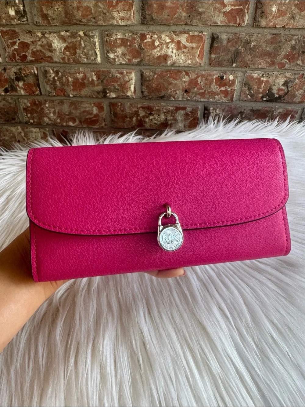 Michael Kors Hot Pink Saffiano Leather Top-Handle Satchel with Matching Wallet